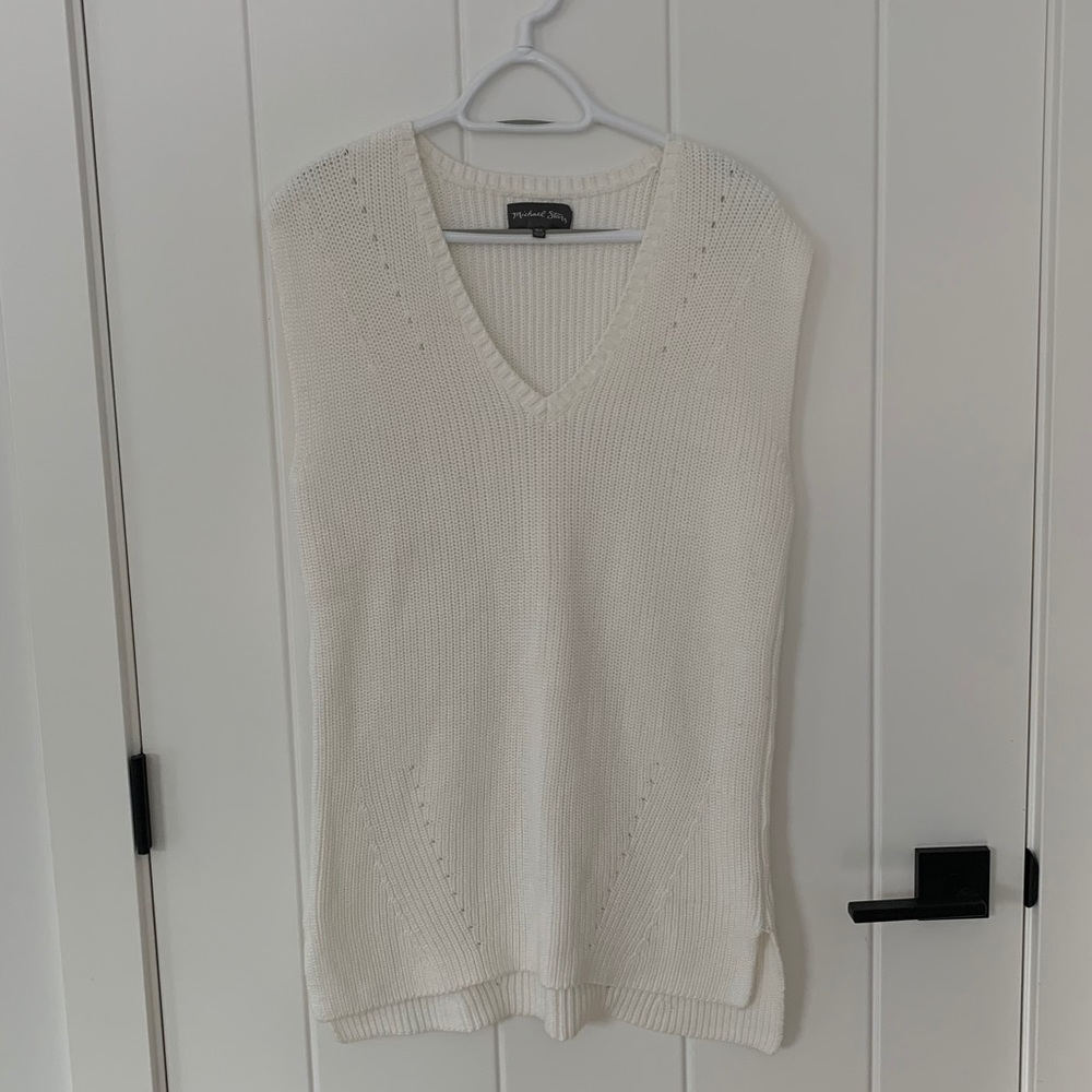Michael stars white long sweater vest